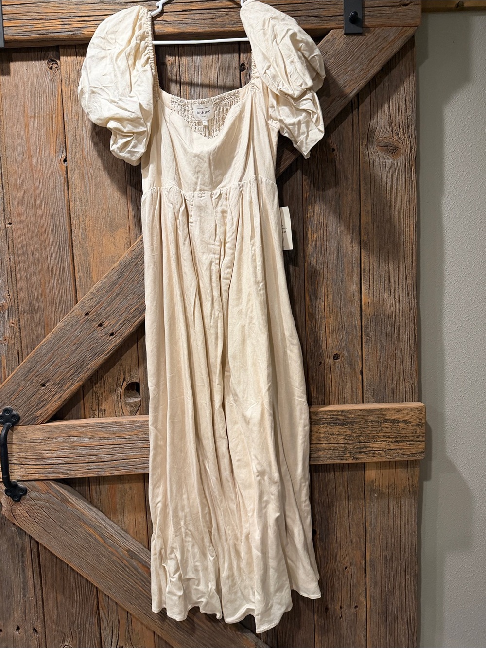 bohme Cream Puff-Sleeve Maxi Dress with Square Neck